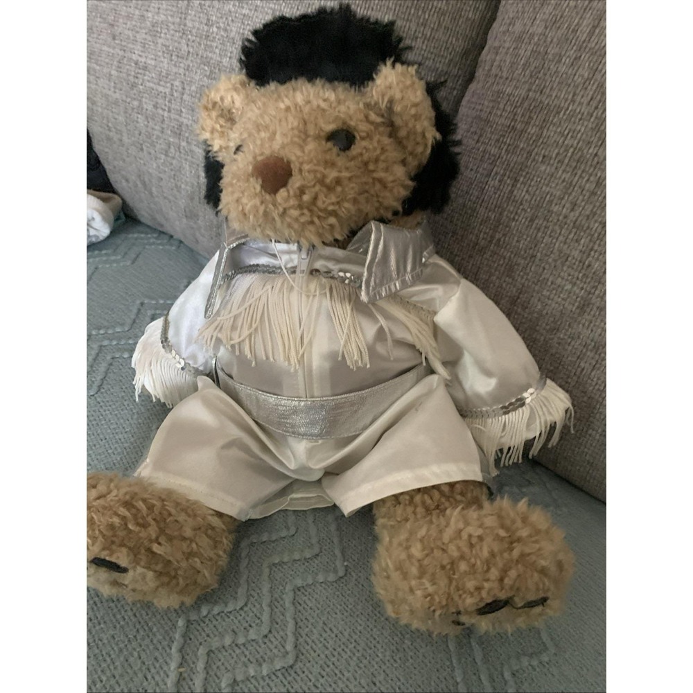 Elvis Presley Teddy Bear Build A Bear white Suit And Wig. Adorable